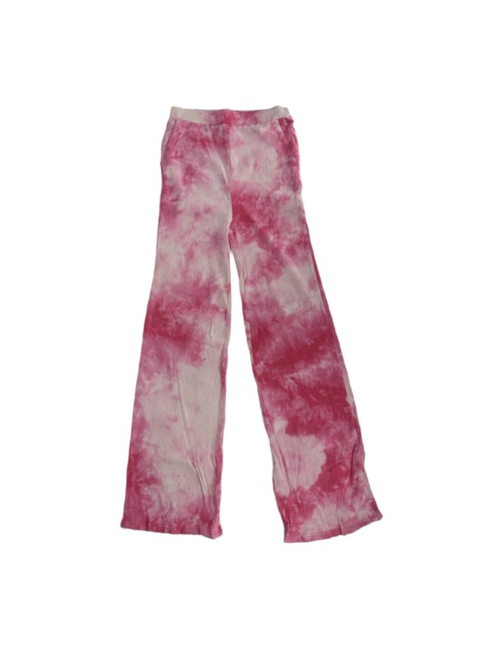 3 Piece Tie Dye Lounge Set Large Pink Ribbed Cami Top + Flare Pants + Hoodie Y2K - Picture 9 of 11
